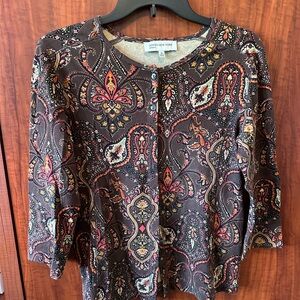 Jones New York Women's Multicolor Paisley Cardigan